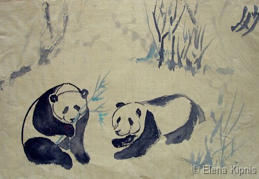 08 - Panda Tusche auf Reispapier, 37 x 26 cm